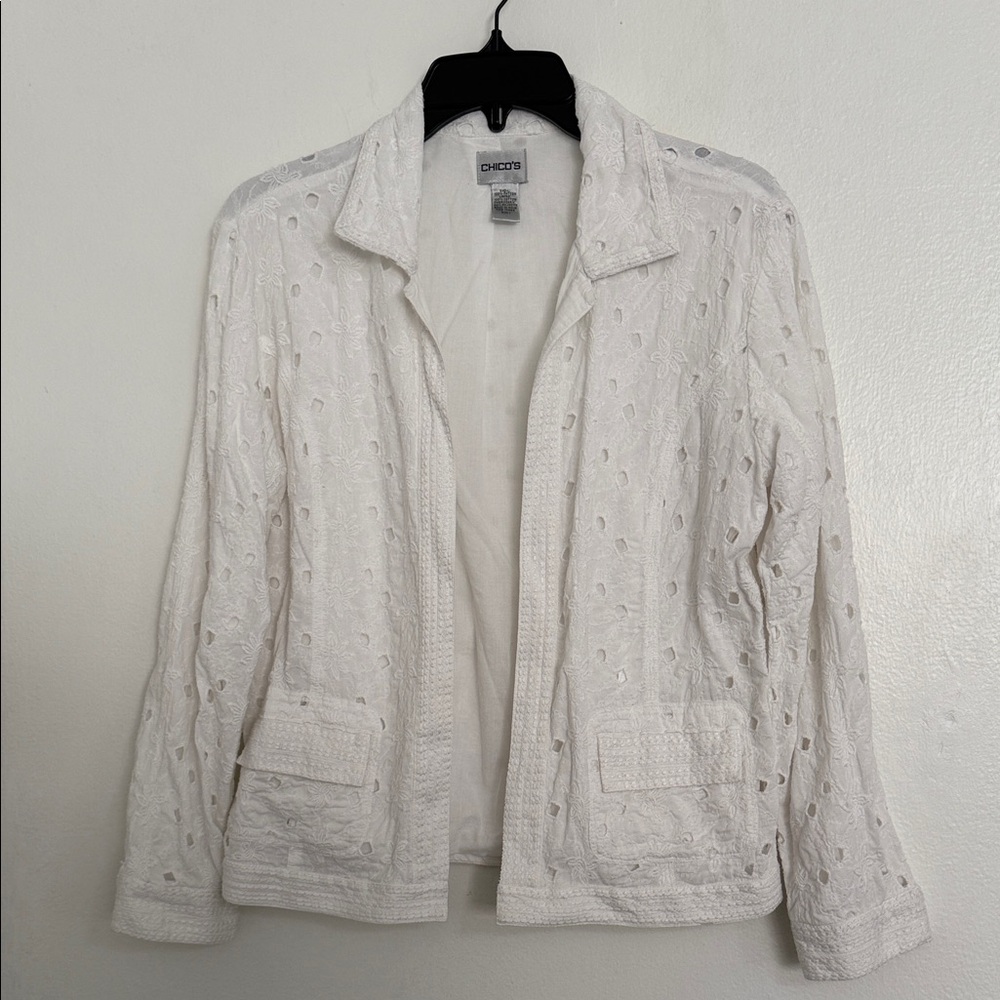 Chico's Cream Eyelet Women's Blazer
